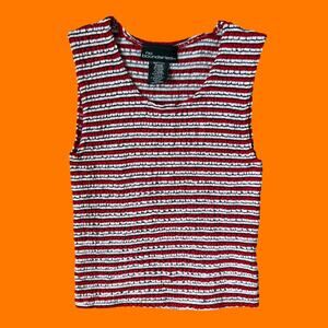 90's 00's vintage patriotic smocked bodycon y2k tank top LARGE *runs small*